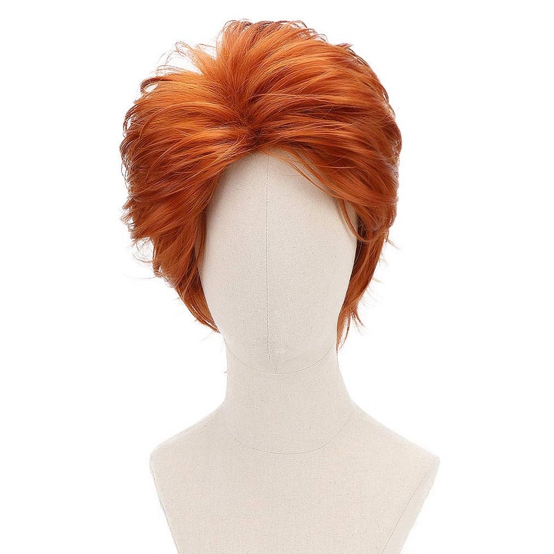 PARTY ZONE Short Orange Cosplay Wig-Man Synthetic Anime Role Play Wigs for Party Jesus Hair Halloween Costume Wig - Image 2